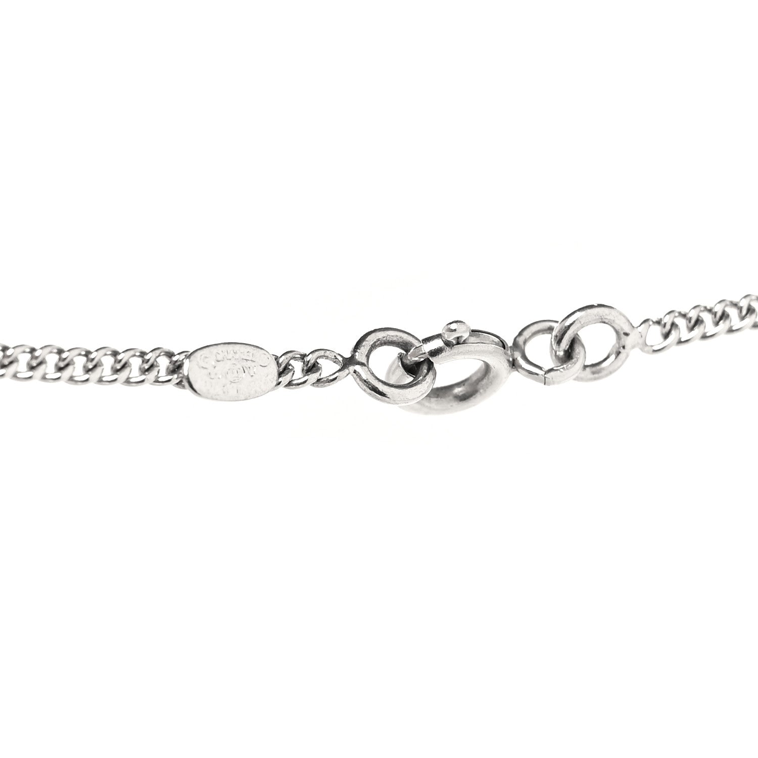 Chanel Crystal CC Pendant Necklace Silver 4 of 5