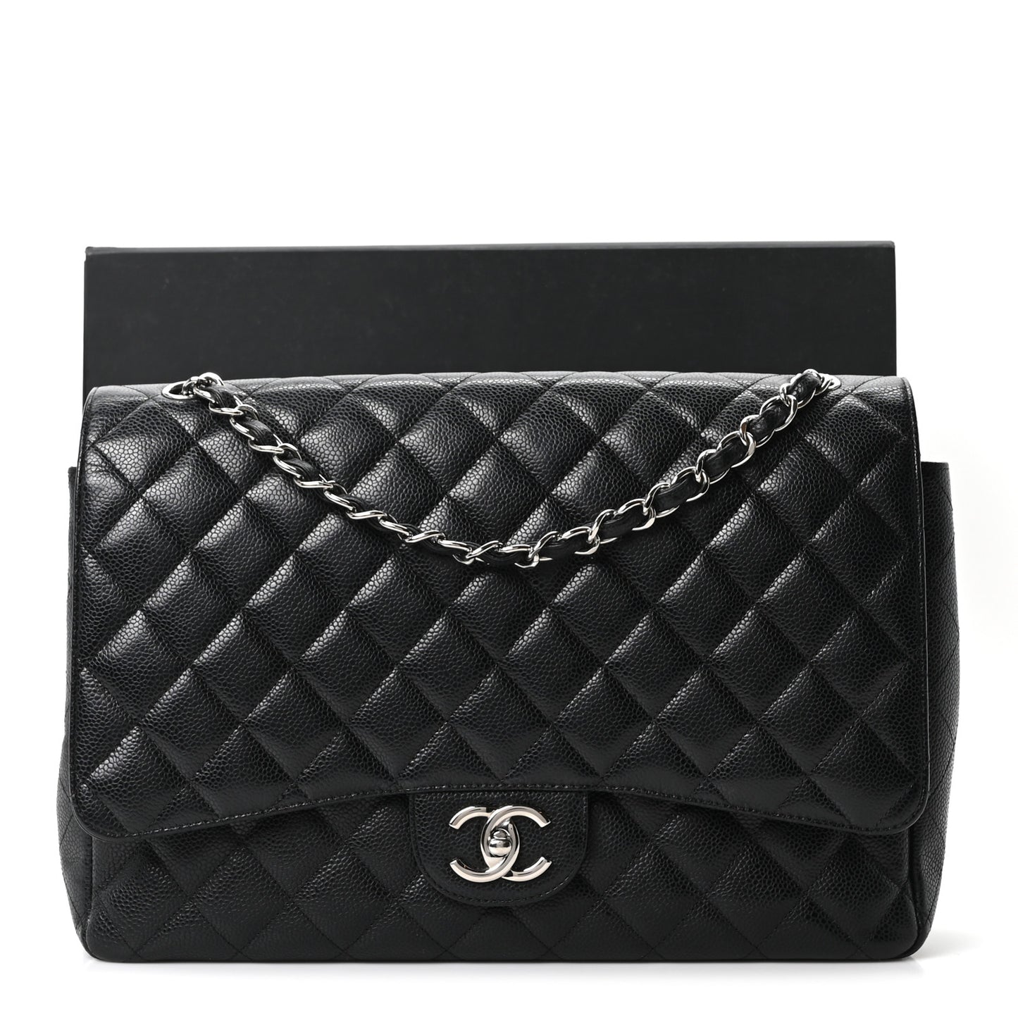 Caviar Quilted Maxi Double Flap Black