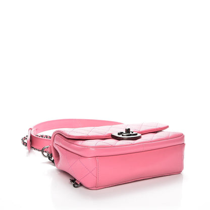 Chanel Shiny Goatskin Quilted Small Double Carry Waist Chain Flap Pink 4 of 8