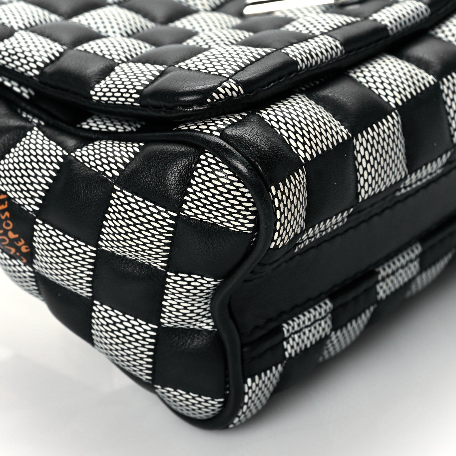 Louis Vuitton Calfskin Damier Twist Shoulder Bag BB Black White 8 of 9