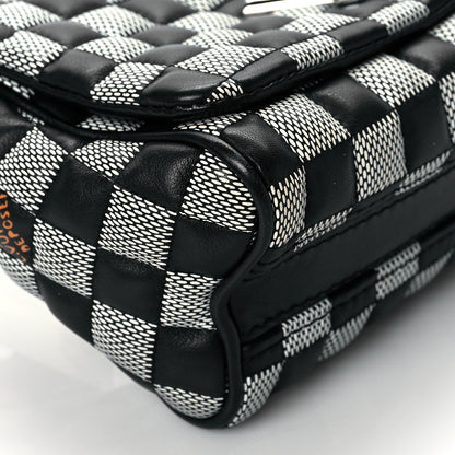 Louis Vuitton Calfskin Damier Twist Shoulder Bag BB Black White 8 of 9