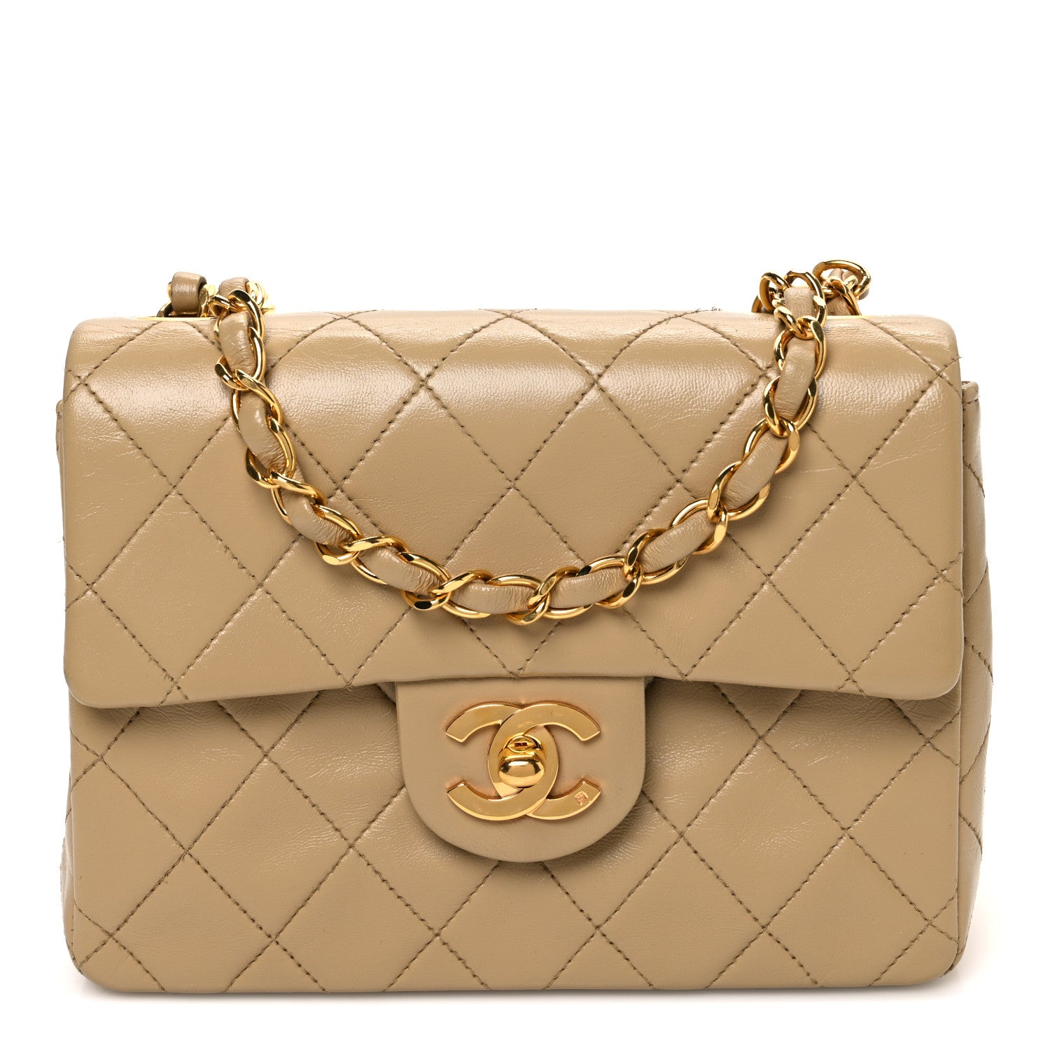 Chanel Lambskin Quilted Mini Square Flap Beige 1 of 13