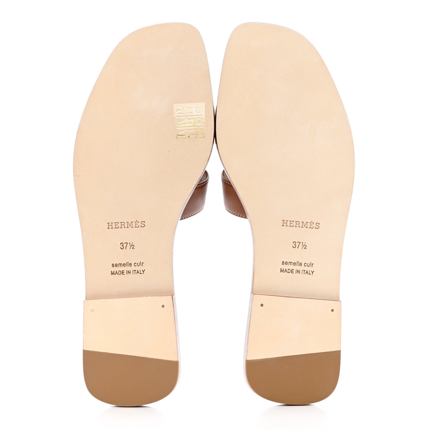 Hermes Box Calfskin Oran Sandals 37.5 Gold 5 of 8
