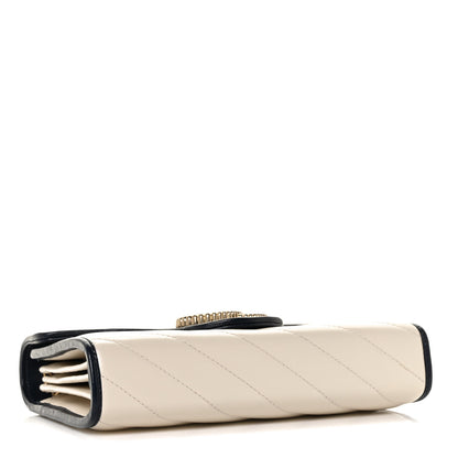 Gucci Vintage Effect Calfskin Matelasse Diagonal Torchon GG Marmont Chain Wallet Mystic White Blue Agata 4 of 8