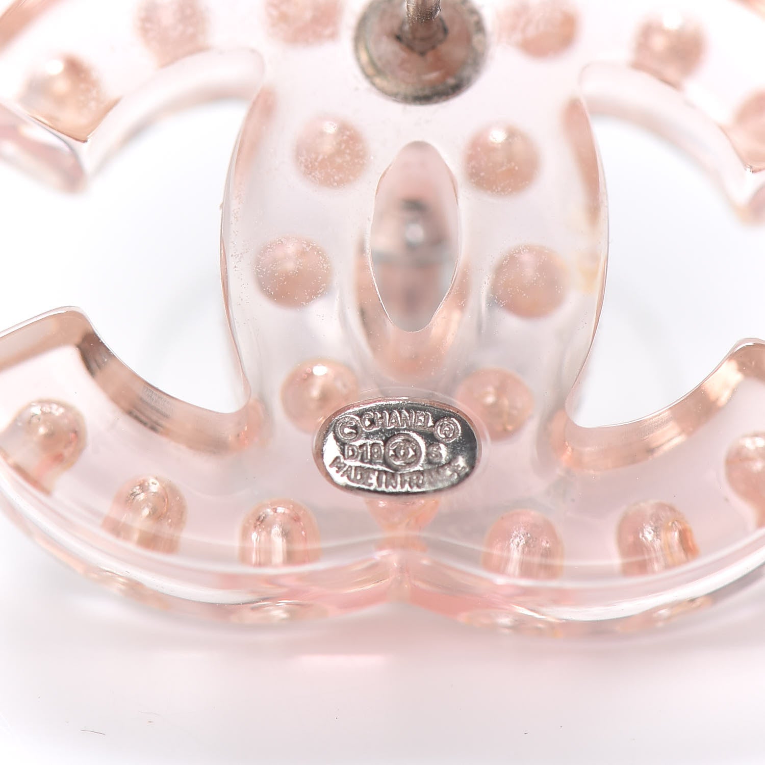 Chanel Resin Pearl CC Earrings Pink 4 of 4