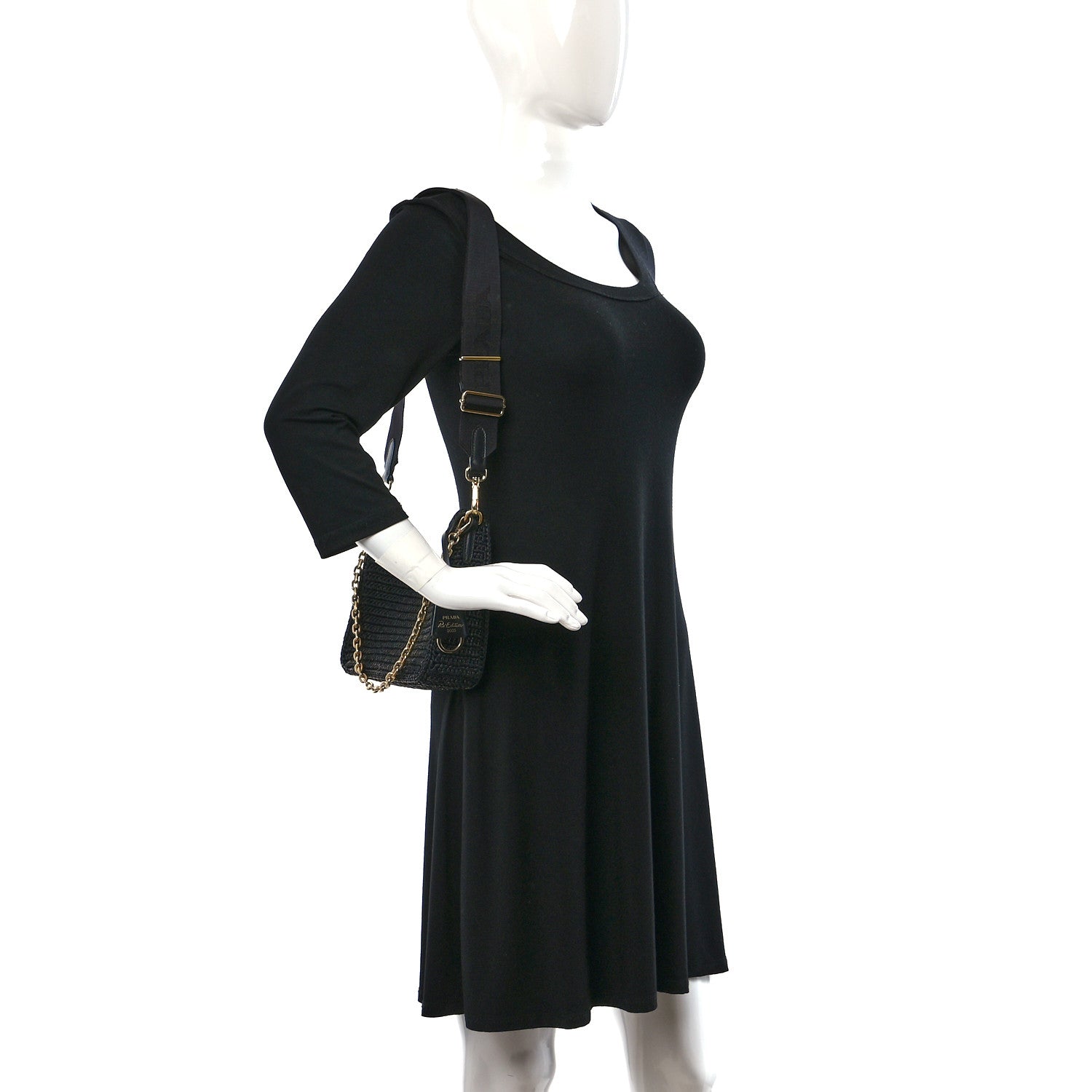 Prada Yarn Raffia Effect Crochet Re-Edition 2005 Shoulder Bag Black 2 of 10