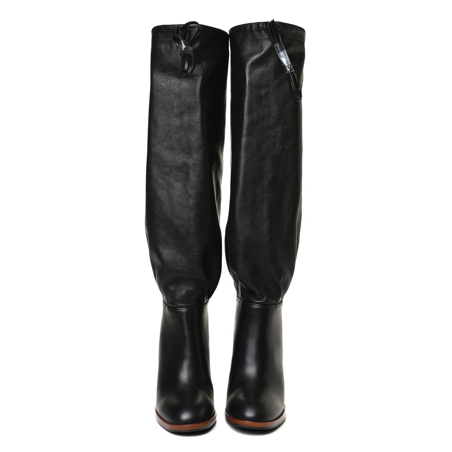 Deauville Calfskin Cinched Knee High Boots 36 Black