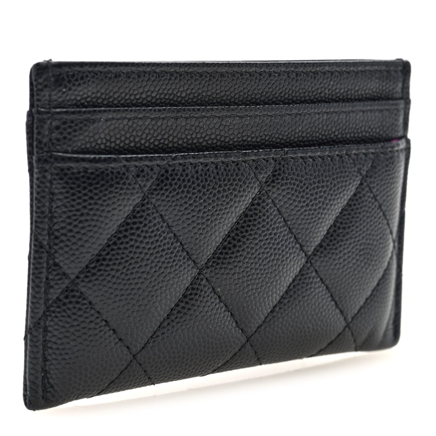 Caviar Quilted Textured CC Card Holder Black