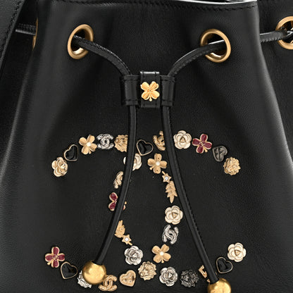 Chanel Lambskin Quilted Lucky Charms CC Drawstring Bag Black 8 of 11