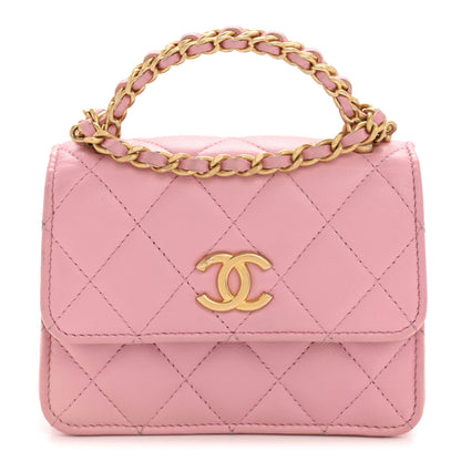 Chanel Lambskin Quilted Pick Me Up Mini Wallet On Chain Light Pink 1 of 12