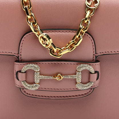 Gucci Azalea Calfskin Crystal GG Monogram Mini Horsebit 1955 Shoulder Bag Pink 8 of 10