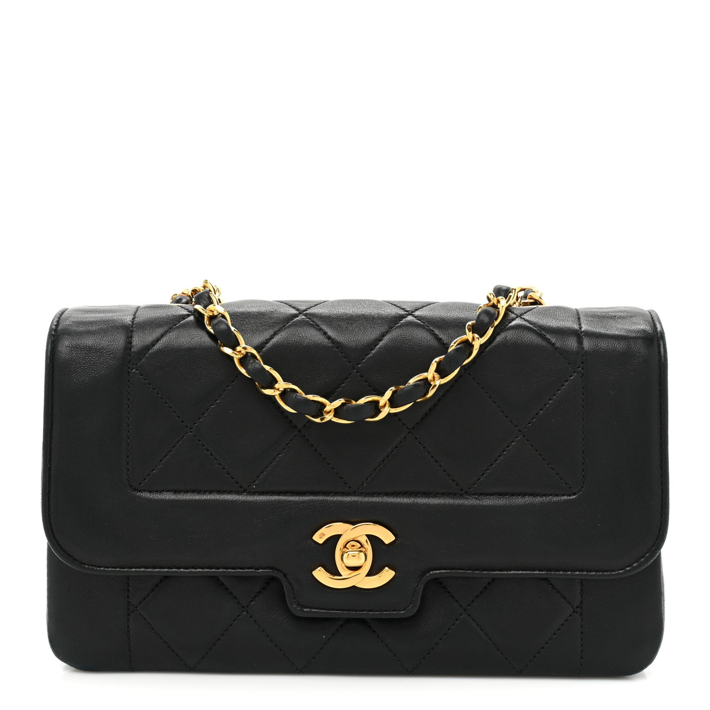 Lambskin Quilted Small Single Flap Black
