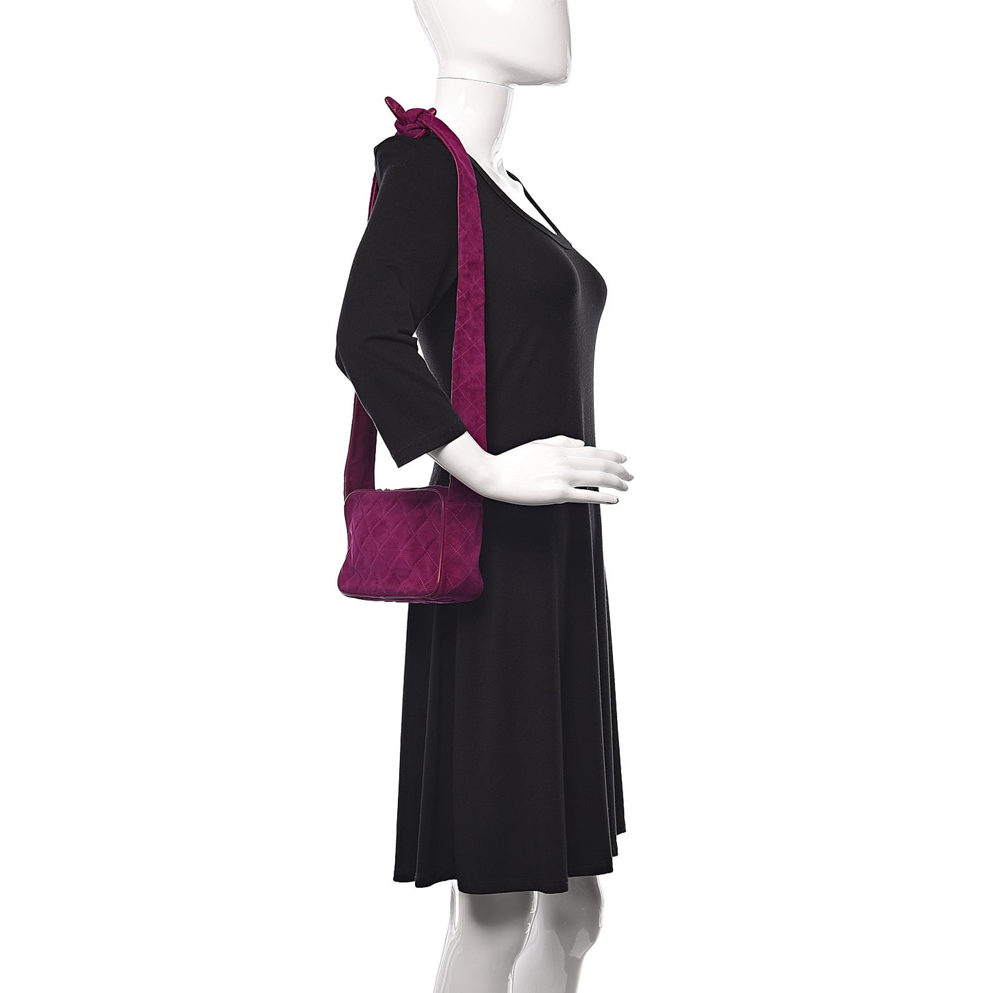Suede Quilted CC Camera Crossbody Purple