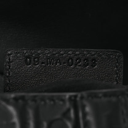 Christian Dior Calfskin Embossed Oblique Saddle Bag With Strap Black 7 of 10