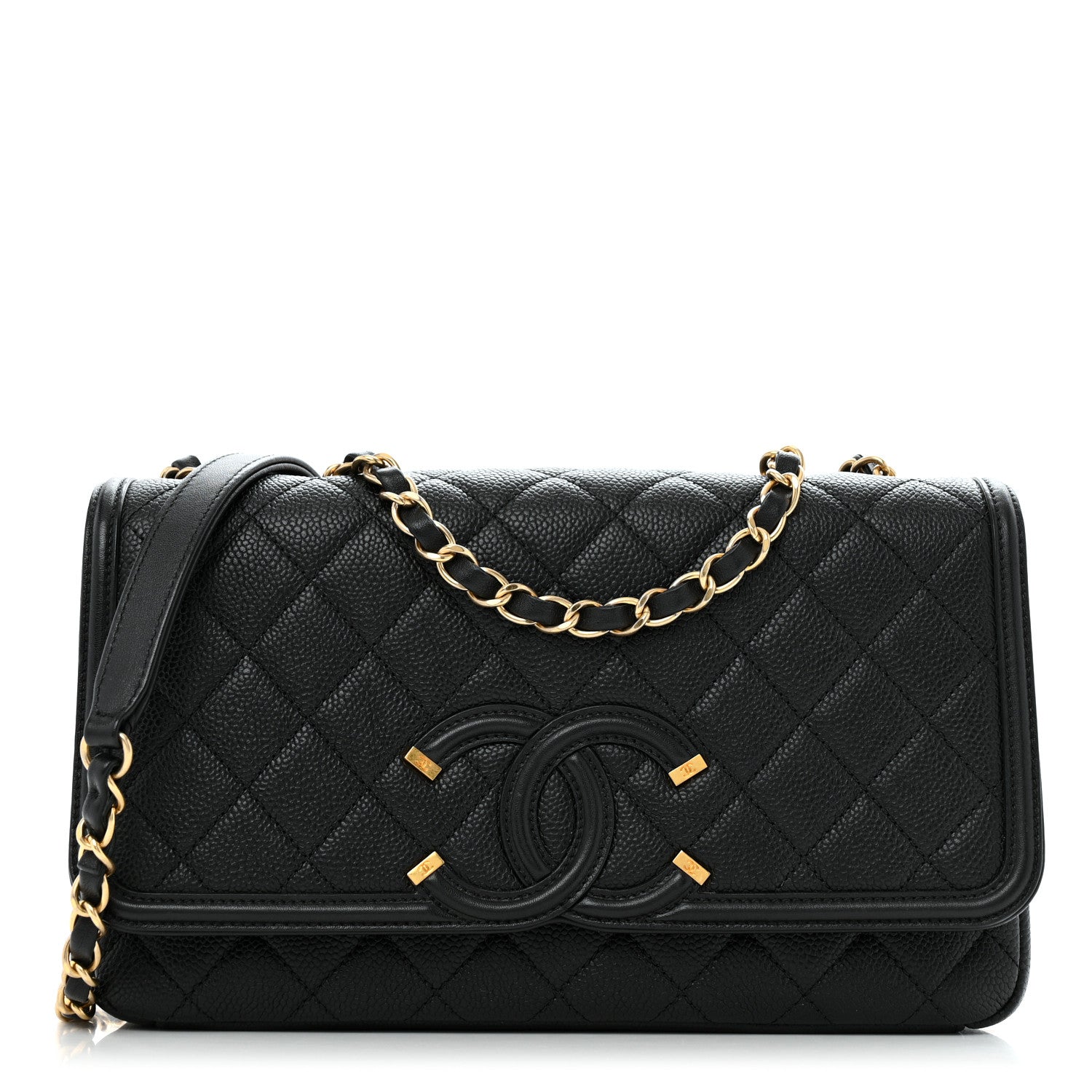 Chanel Caviar Quilted Medium CC Filigree Flap Black 1 of 12
