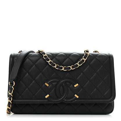 Chanel Caviar Quilted Medium CC Filigree Flap Black 1 of 12