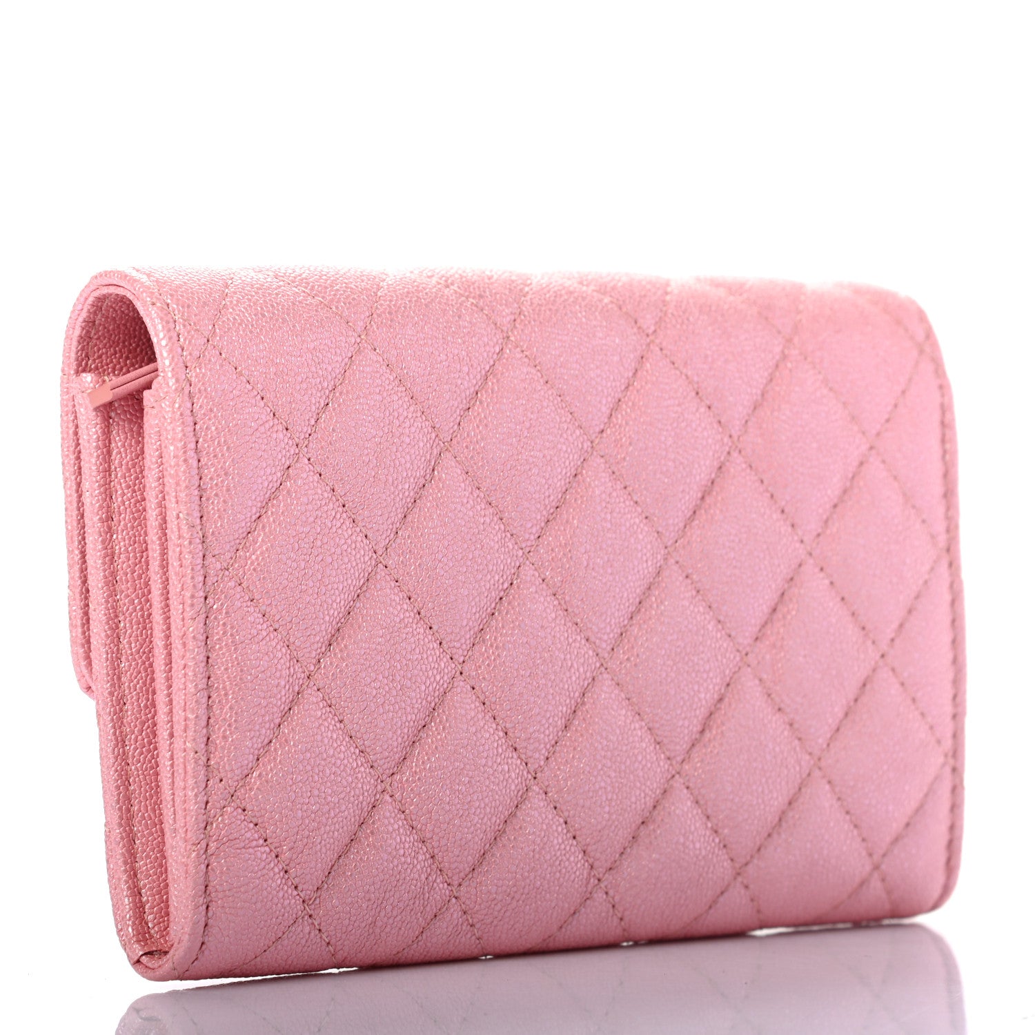 Chanel Iridescent Caviar Quilted Medium Flap Wallet Rose Pink 3 of 8