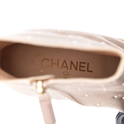 Chanel Satin Pearls Cap Toe Short Boots 40 Light Gold 7 of 9