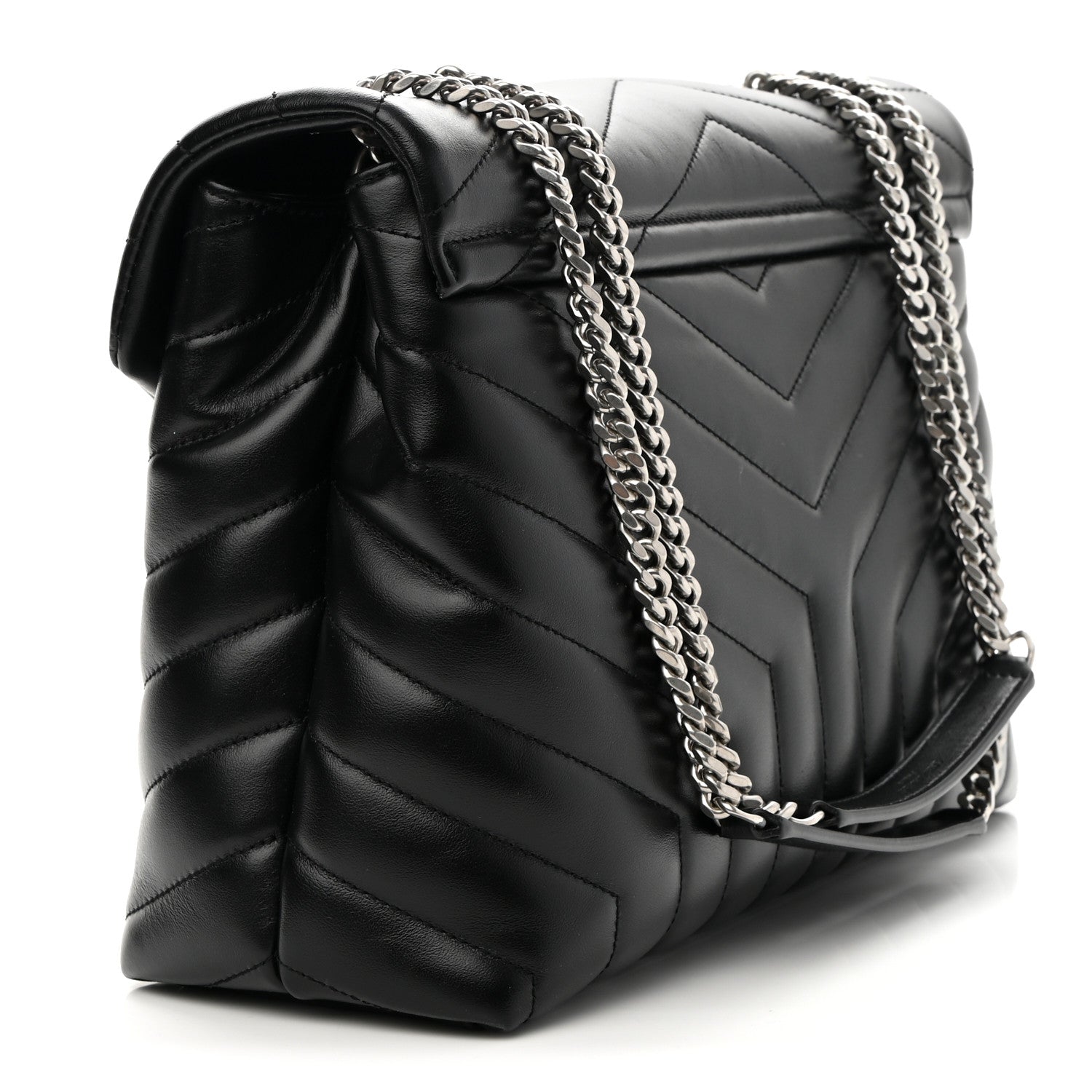 Saint Laurent Calfskin Y Quilted Monogram Medium Loulou Chain Satchel Black 3 of 9