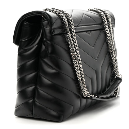 Saint Laurent Calfskin Y Quilted Monogram Medium Loulou Chain Satchel Black 3 of 9