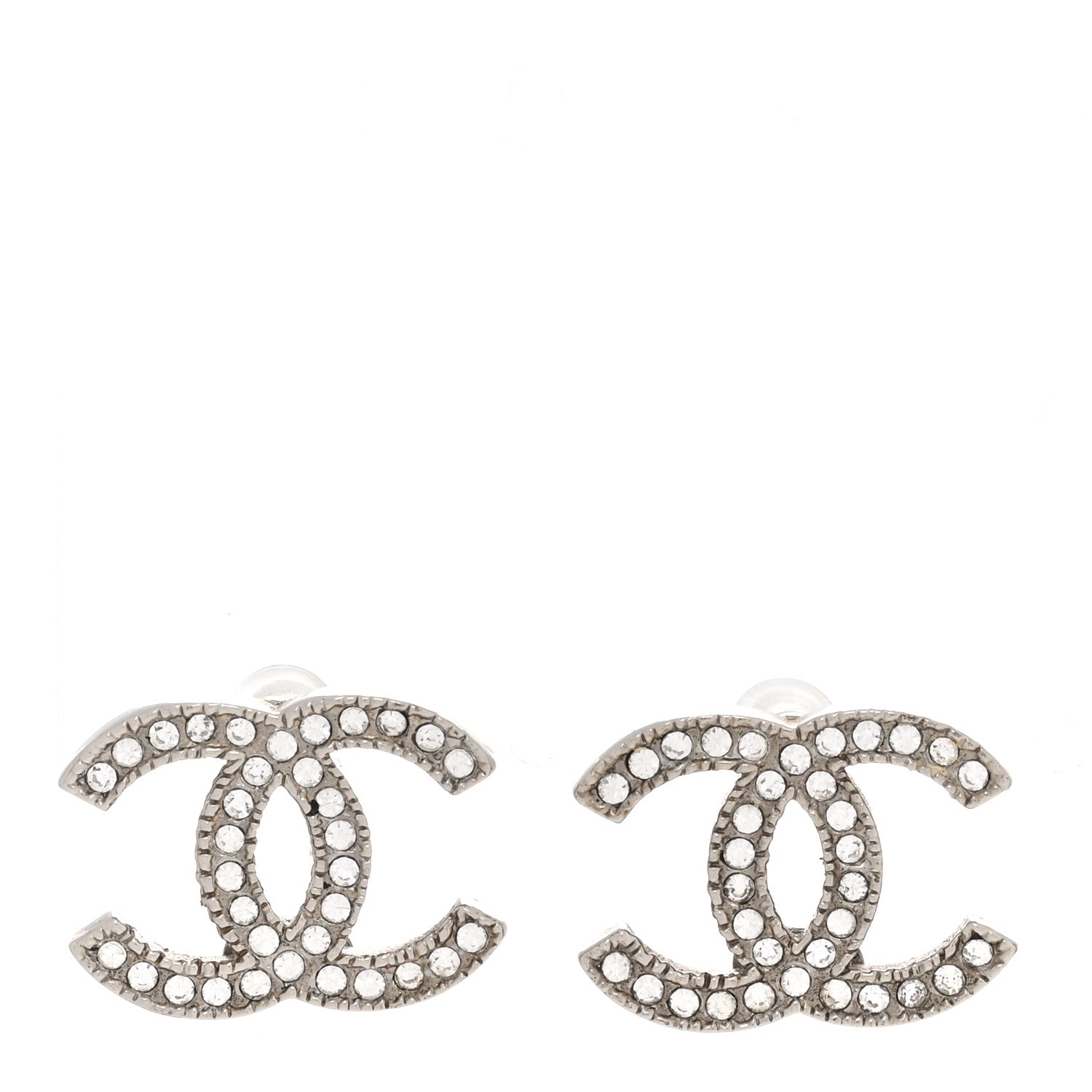 Chanel Crystal CC Earrings Silver 1 of 5