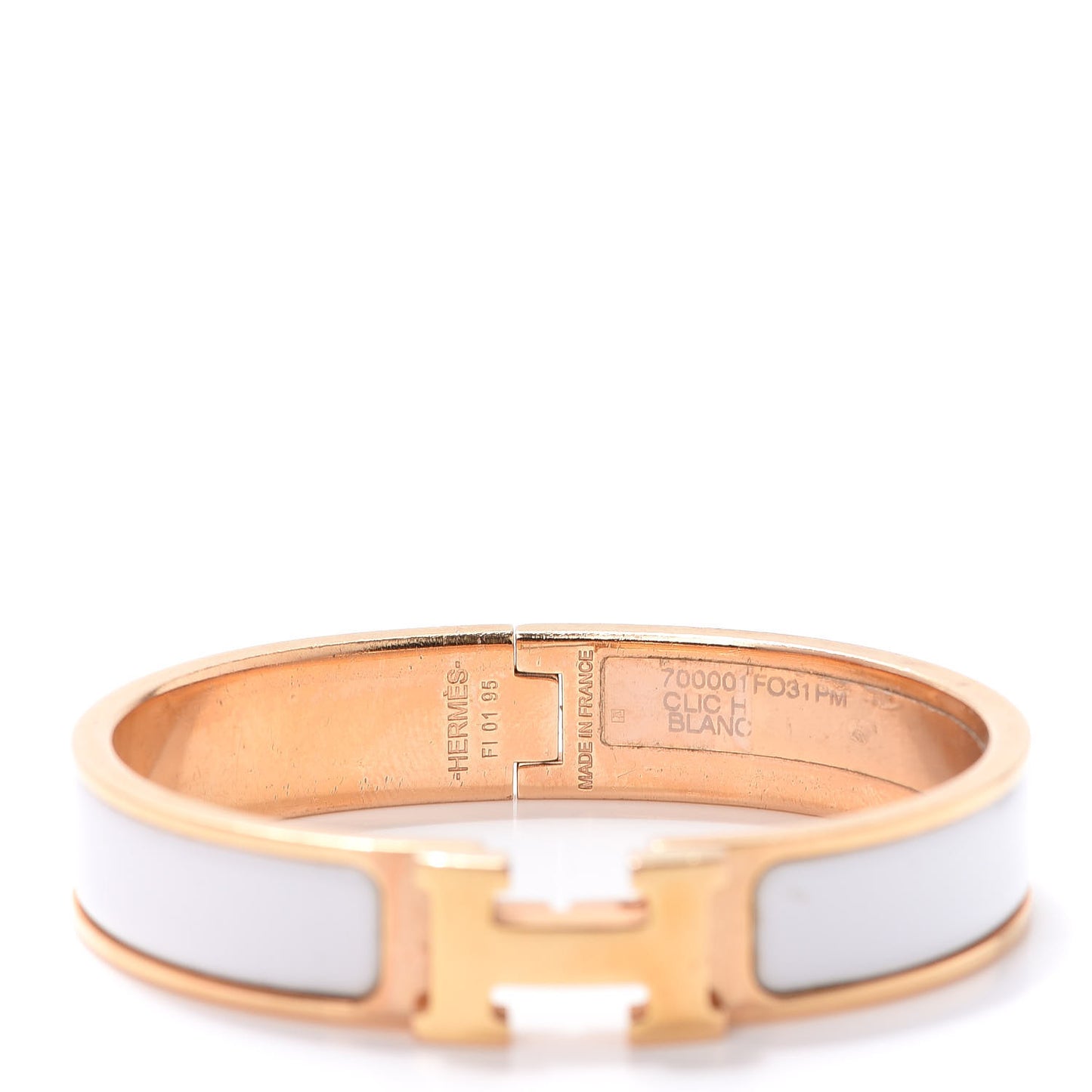 Enamel Narrow Clic Clac H Bracelet PM White