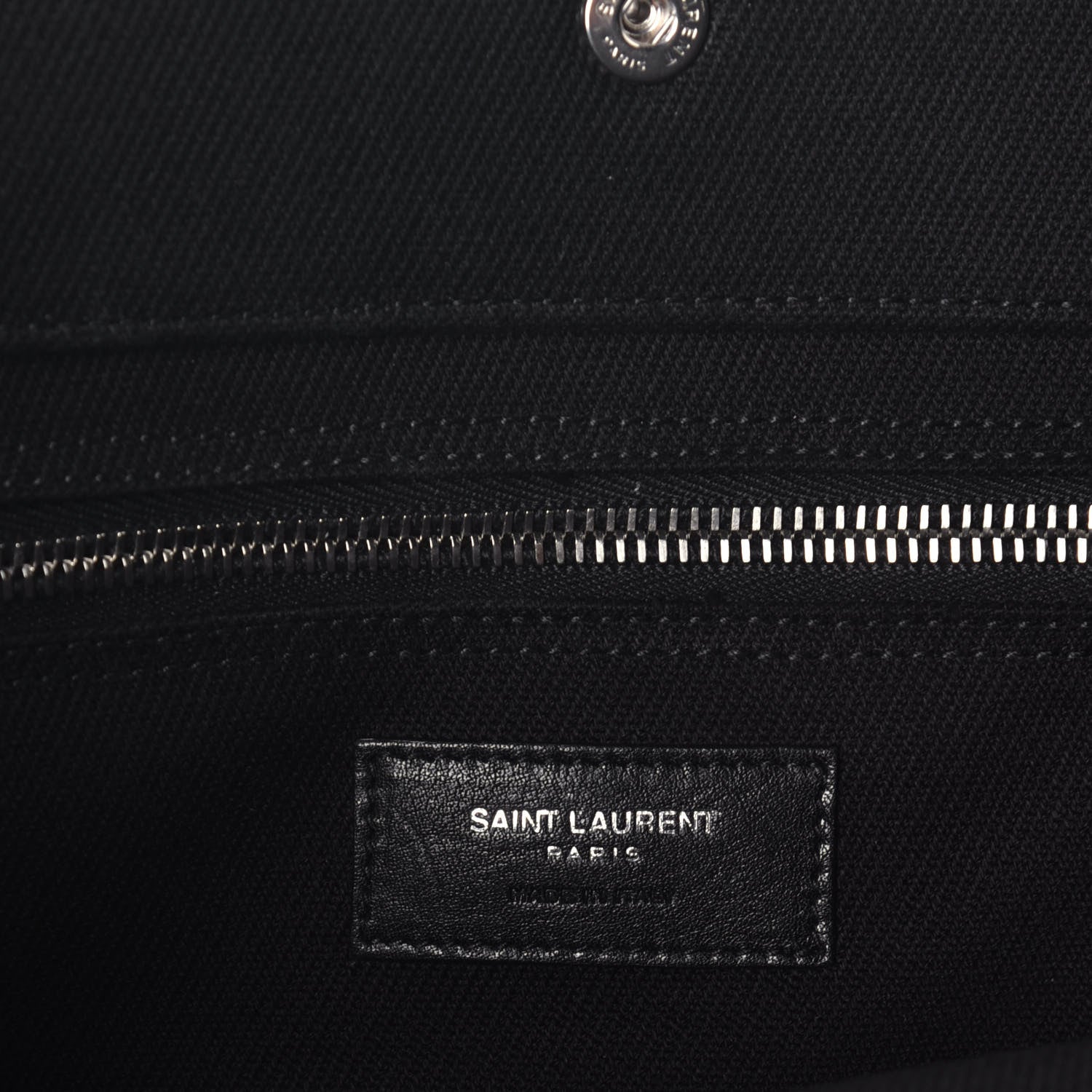 Saint Laurent Linen Calfskin Rive Gauche North South Tote Black 6 of 8