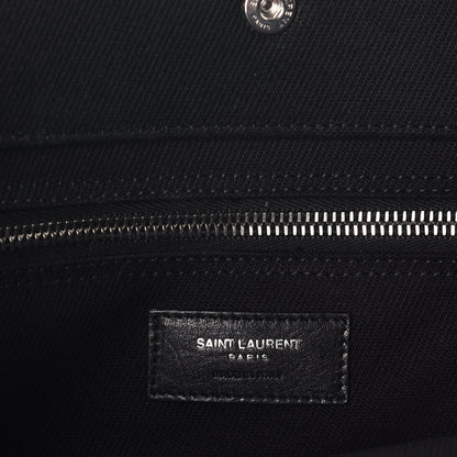 Saint Laurent Linen Calfskin Rive Gauche North South Tote Black 6 of 8