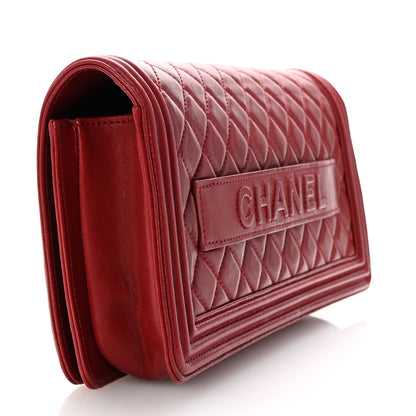 Chanel Lambskin Quilted Boy Flap Clutch Red 3 of 7
