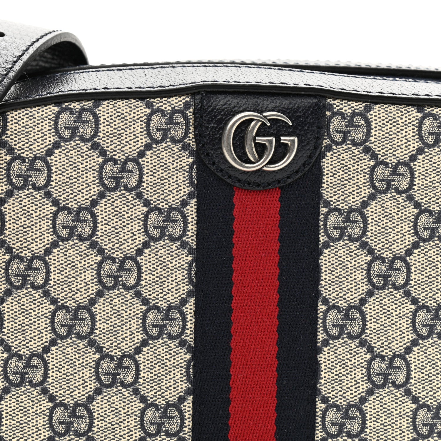 Gucci GG Supreme Monogram Textured Dollar Calfskin Web Small Ophidia Camera Bag Beige Blue 8 of 10