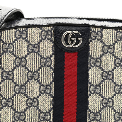 Gucci GG Supreme Monogram Textured Dollar Calfskin Web Small Ophidia Camera Bag Beige Blue 8 of 10