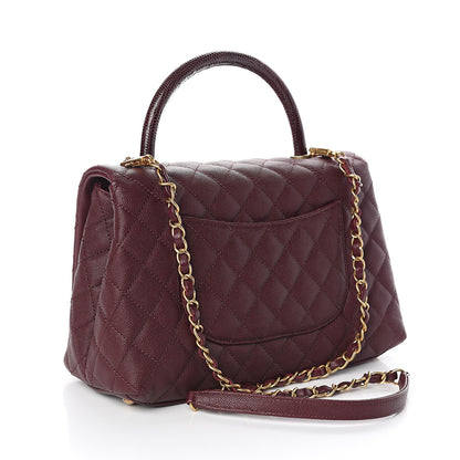 Chanel Caviar Lizard Quilted Small Coco Handle Flap Burgundy 2 of 9