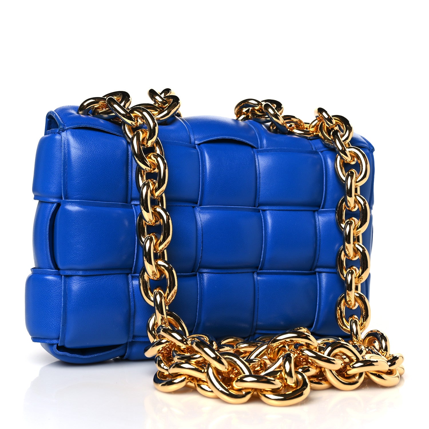 Bottega Veneta Lambskin Maxi Intreccio Padded Chain Cassette Crossbody Bag Cobalt 3 of 9
