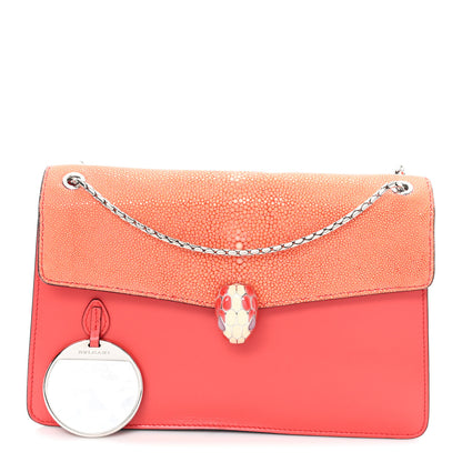 Bulgari Galuchat Calfskin Serpenti Forever Crossbody Bag Orange 3 of 10