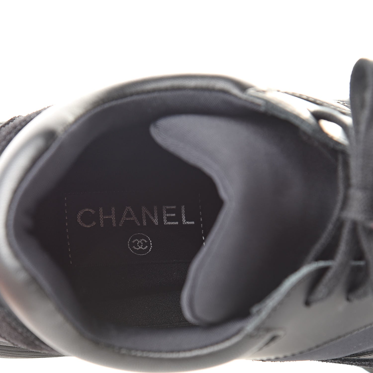 Chanel Toile Suede Calfskin CC Sneakers 36.5 Black 7 of 7