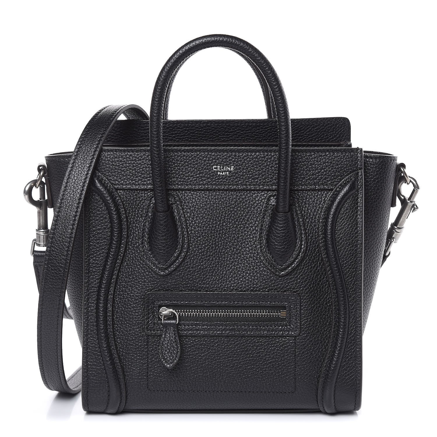 Celine Drummed Calfskin Nano Luggage Black 1 of 10
