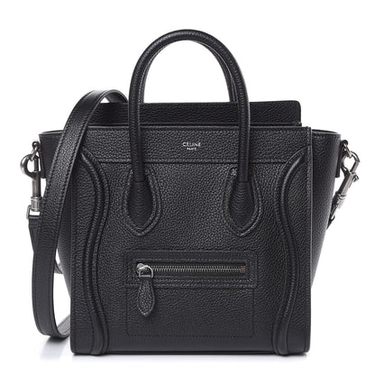 Celine Drummed Calfskin Nano Luggage Black 1 of 10