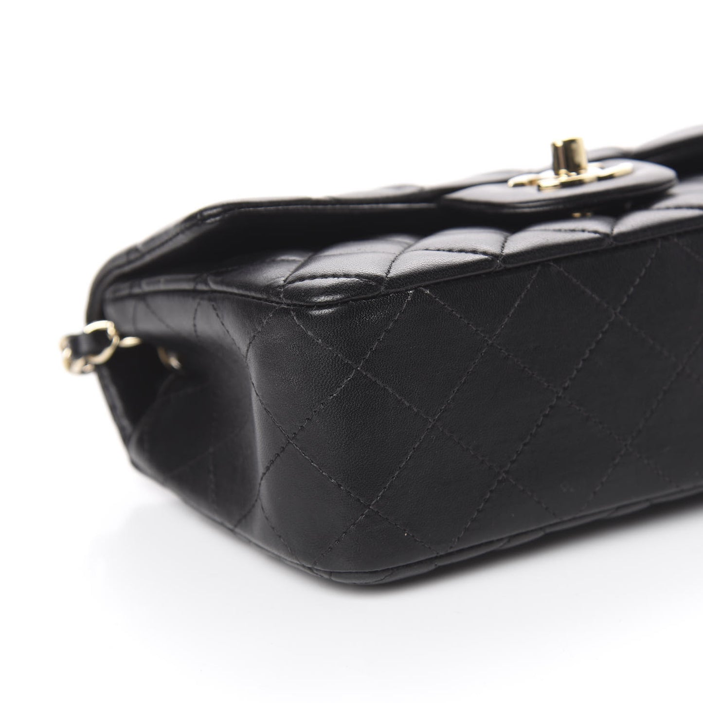 Lambskin Quilted Mini Rectangular Flap Black