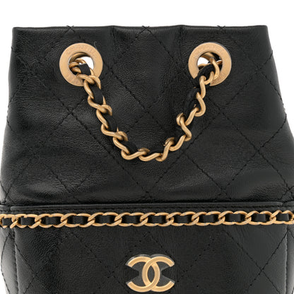 Chanel Shiny Lambskin Quilted Nauticoco Bucket Bag Black 8 of 11