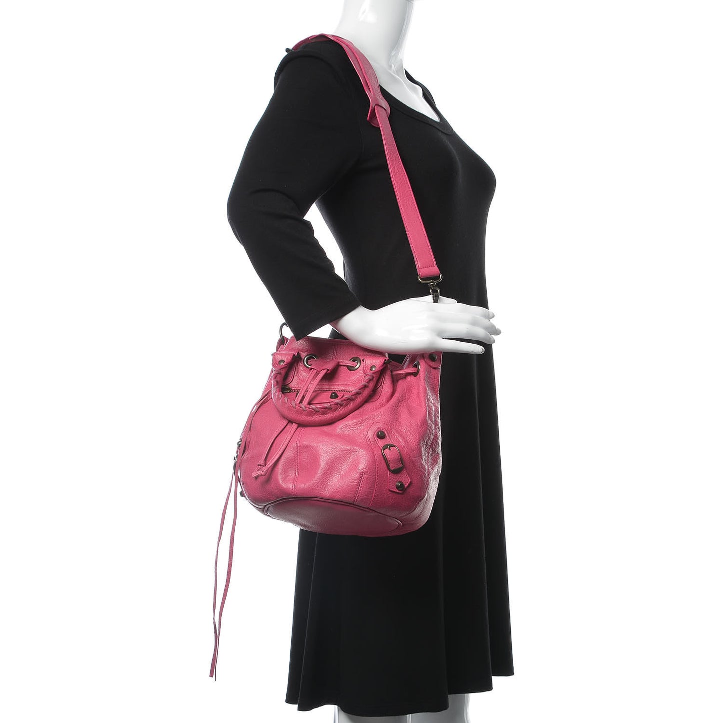Agneau Classic Hardware Mini Pompon Cyclamen Fucsia