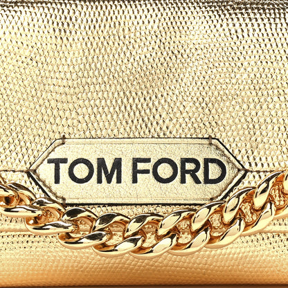 Tom Ford Lizard Embossed Metallic Mini Label Shoulder Bag Gold 7 of 10
