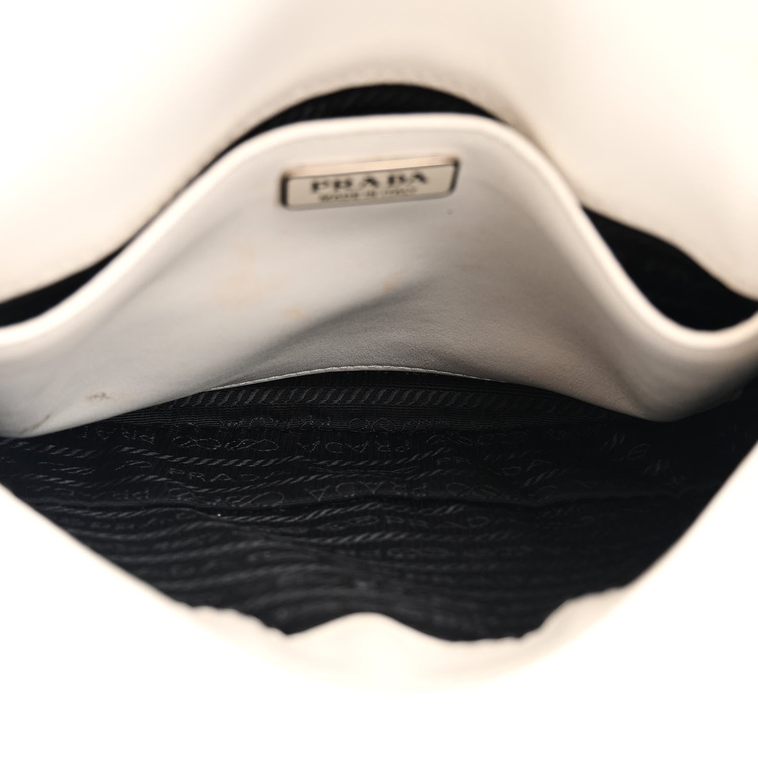 Prada Spazzolato Cleo Flap Shoulder Bag White 5 of 14