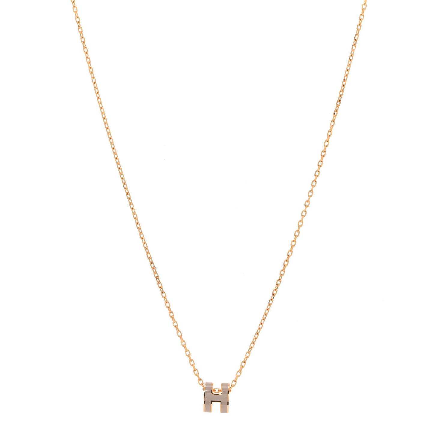 Lacquered Rose Gold Mini Pop H Pendant Necklace Marron Glace