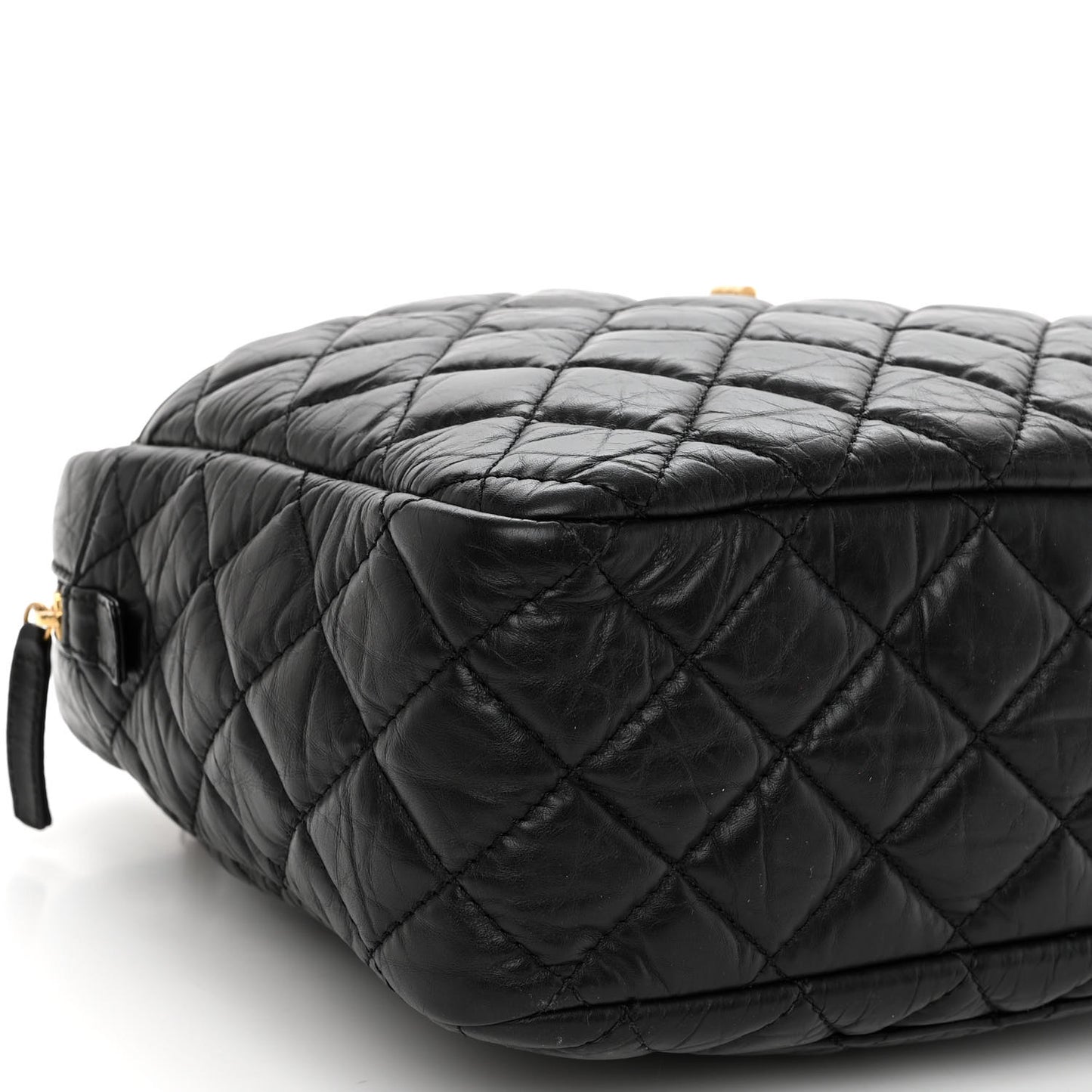 Aged Calfskin Quilted Large Reissue Camera Case Black
