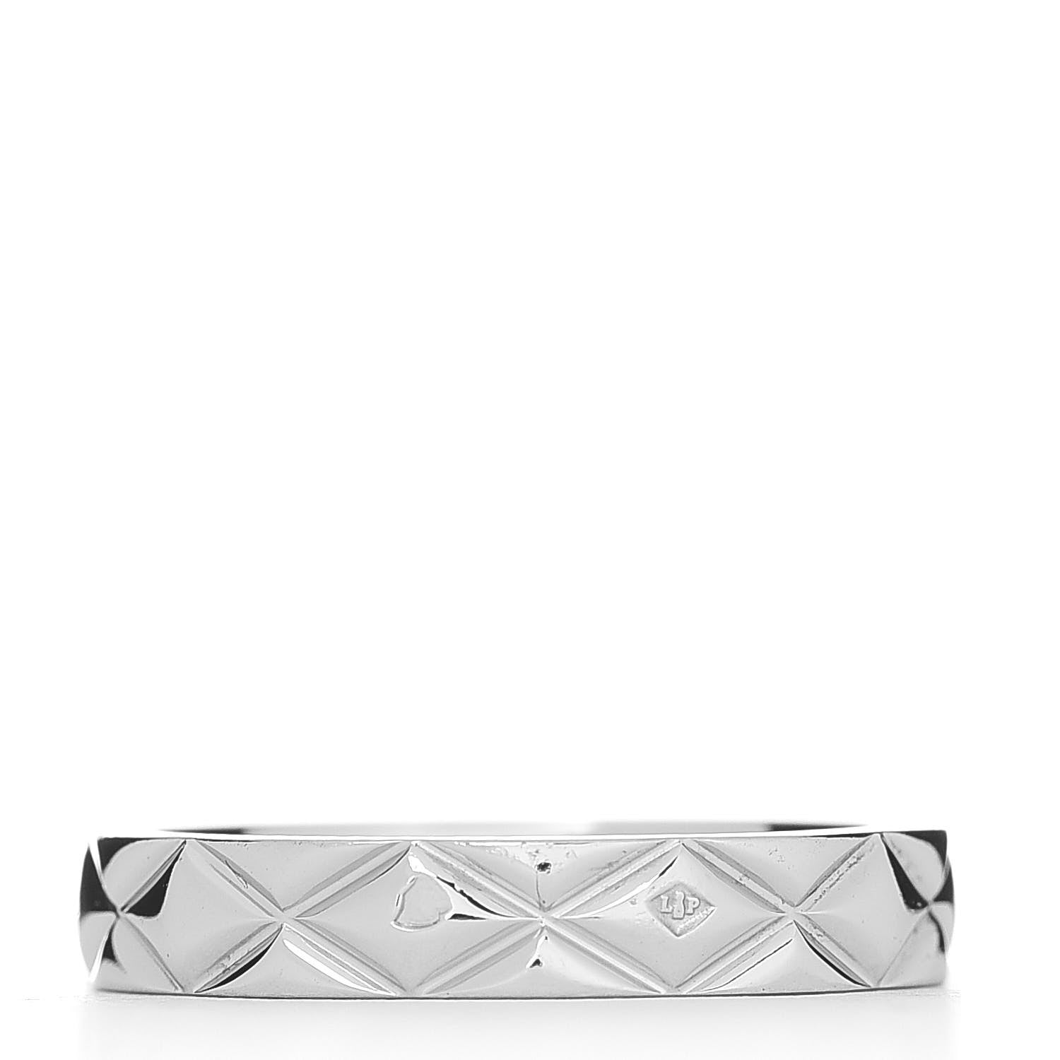 Chanel Platinum Diamond Small Matelasse Solitaire Ring 49 4.75 3 of 5