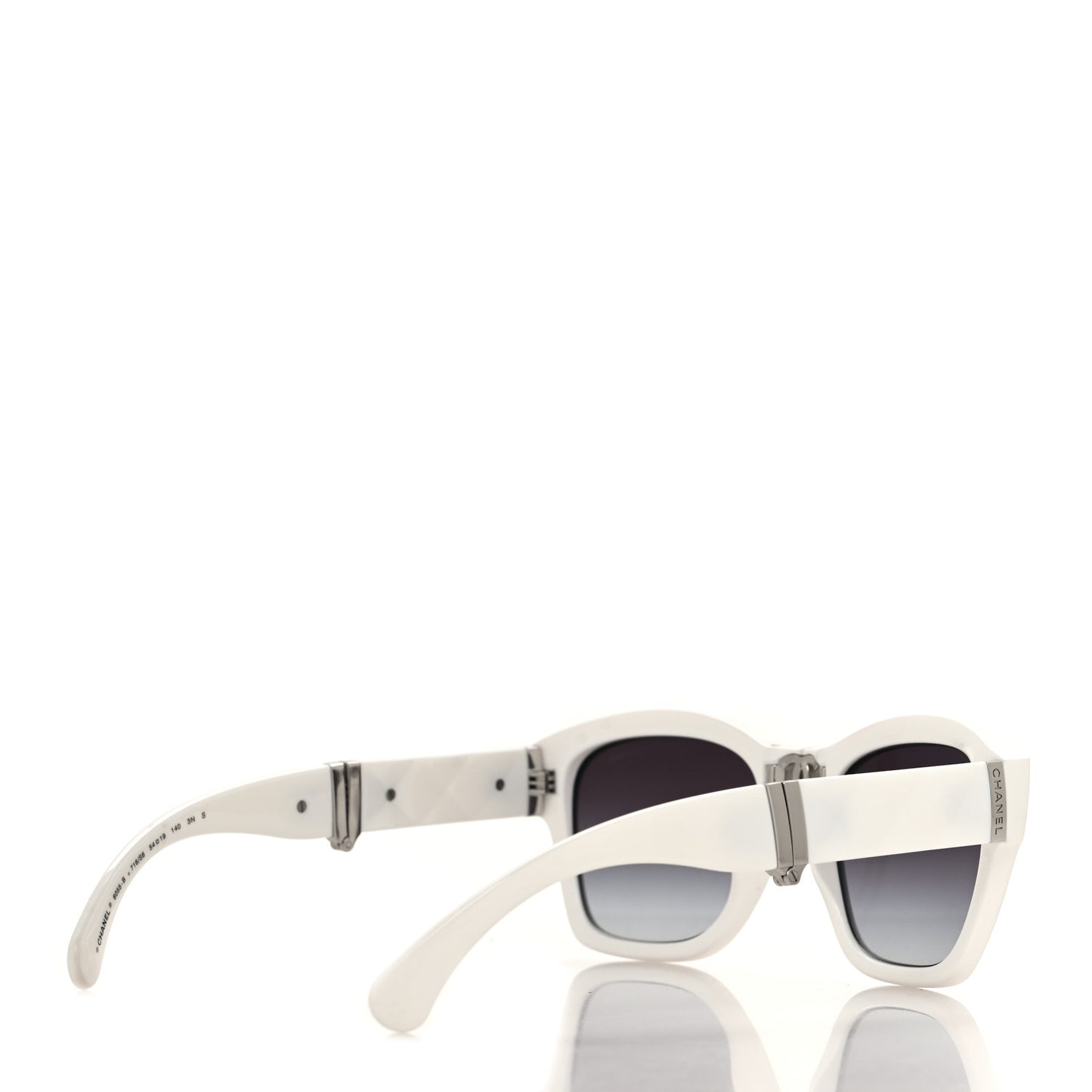 Acetate Metal Crystal Square Folding Sunglasses 6055-B White