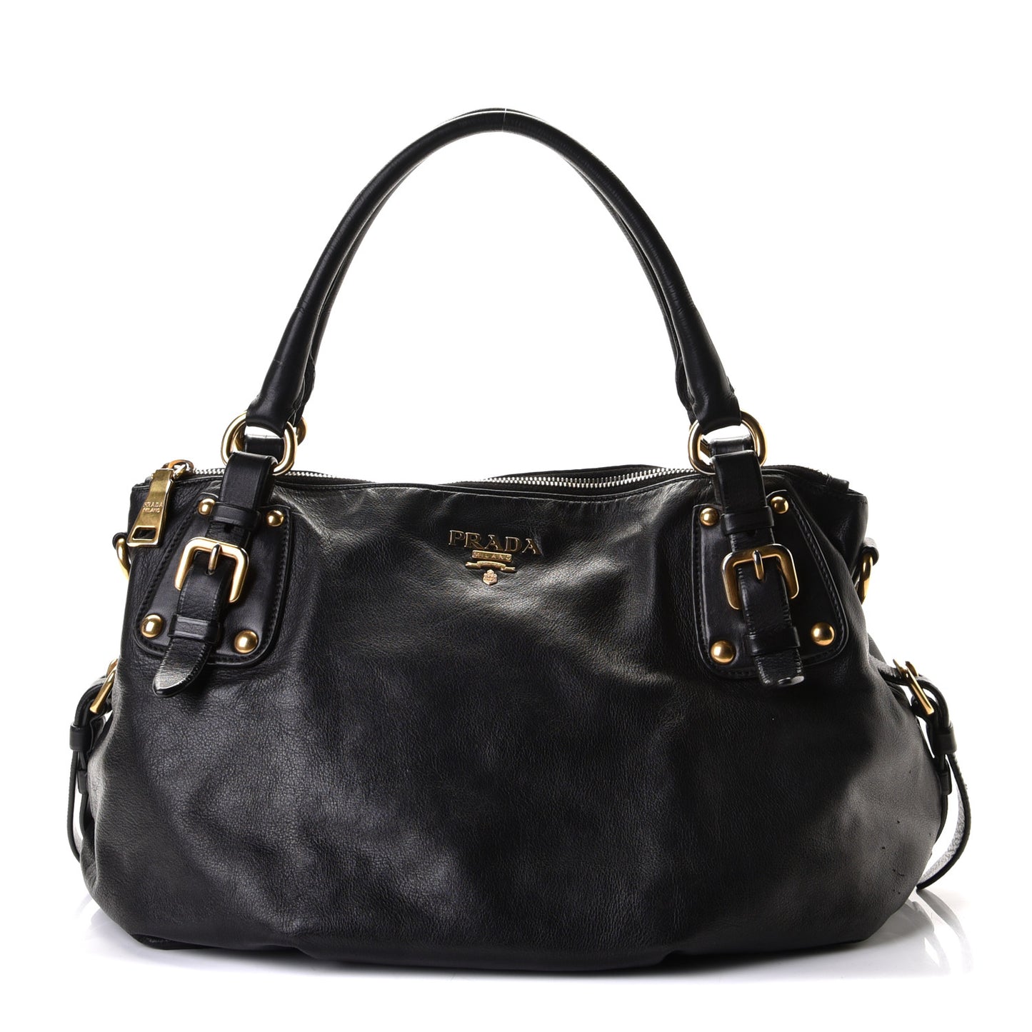 Vitello Soft Shopping Satchel Black