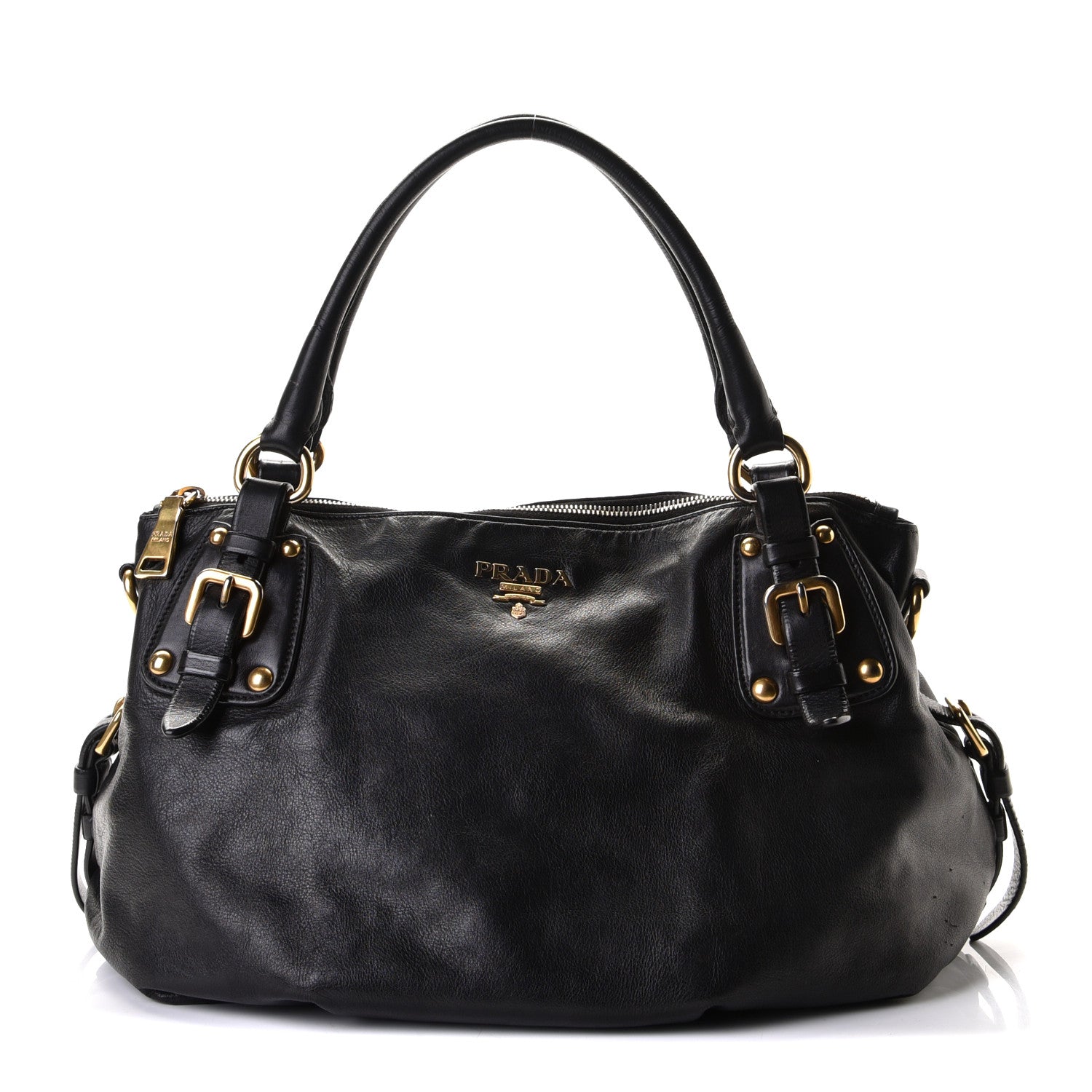 Prada Vitello Soft Shopping Satchel Black 1 of 7