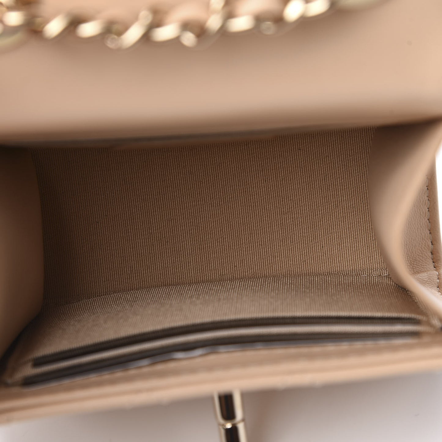 Lambskin Quilted Mini Trendy CC Clutch With Chain Beige