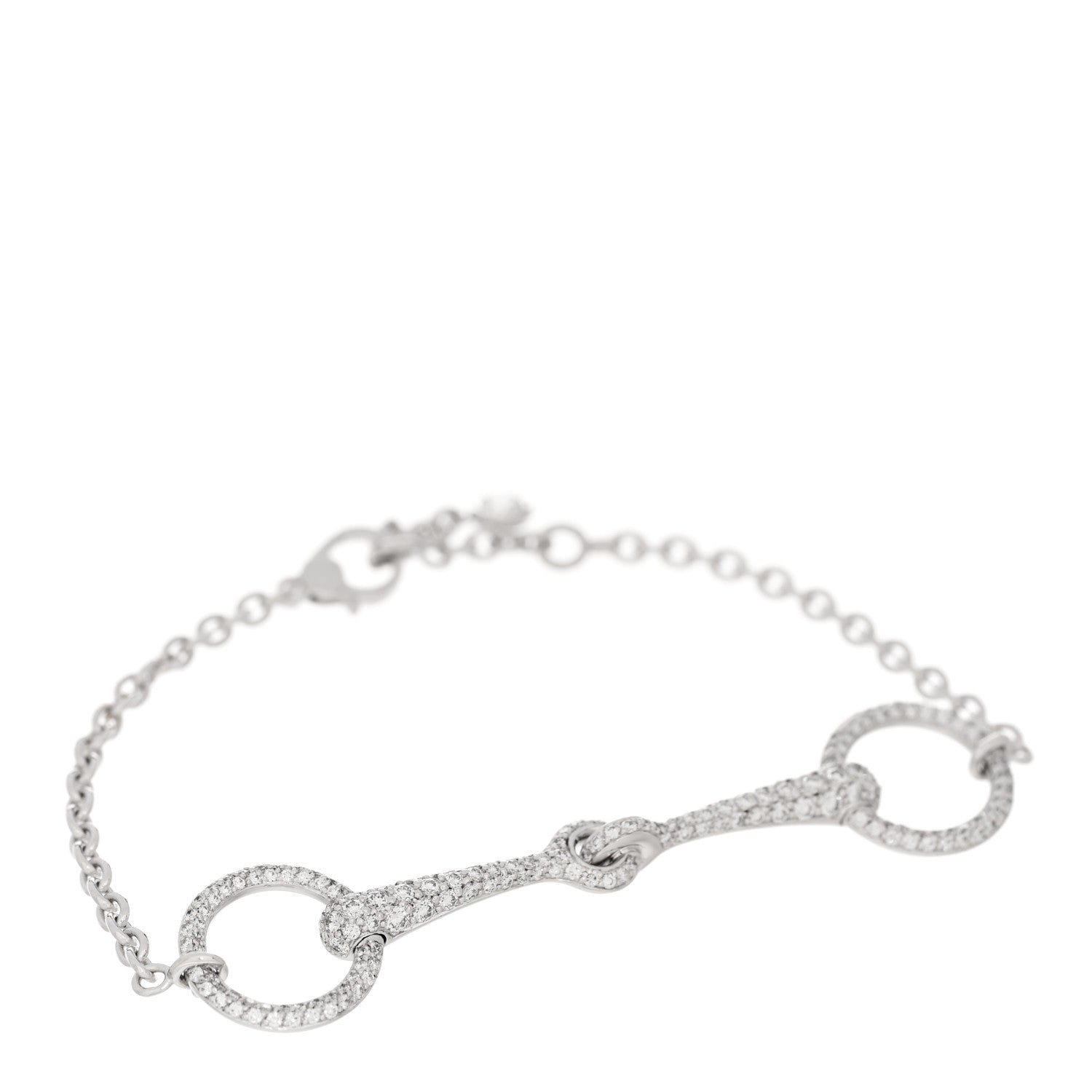 Hermes 18K White Gold Diamond TPM Filet d'Or Bracelet SH 1 of 3